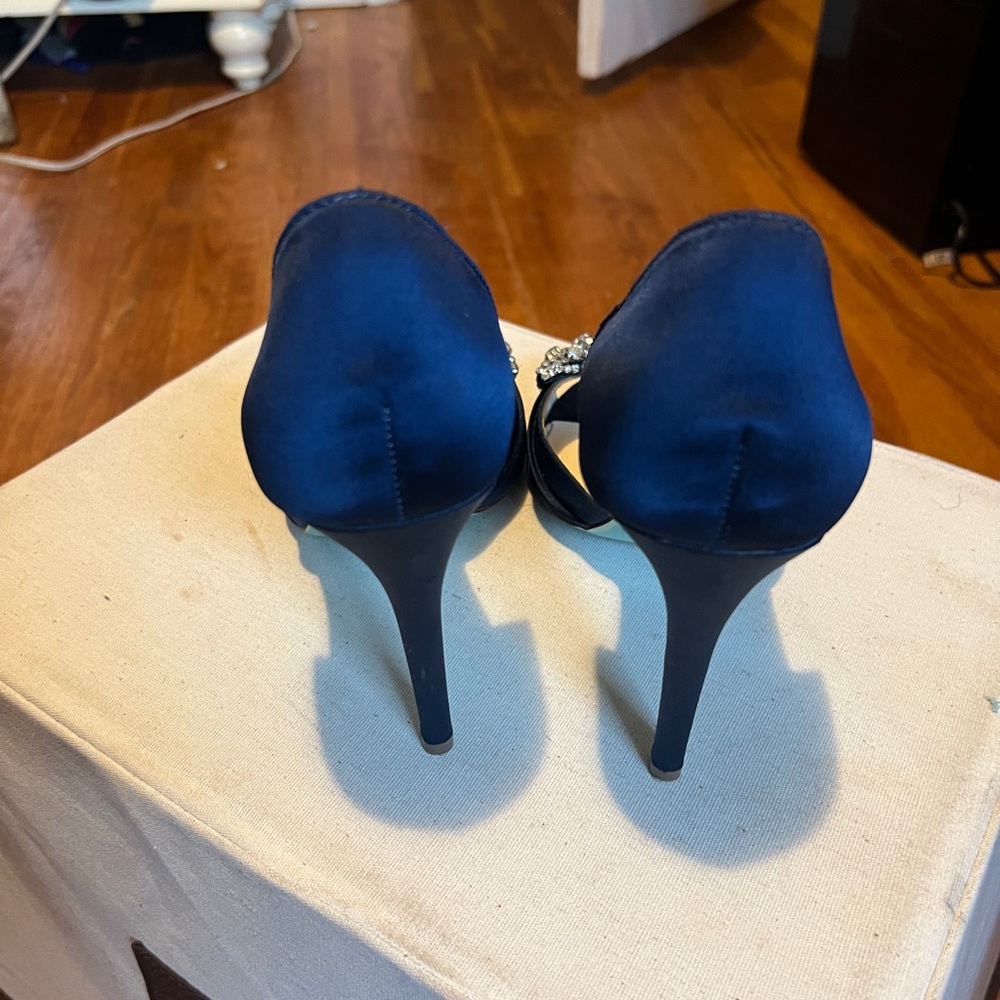 Betsey Johnson Blue and Silver Crystal Embellished Heels - Picture 3 of 6